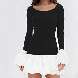 Women's Dress Sexy Crew Neck Puffy Long Sleeve Bubble Old Money Minimalist